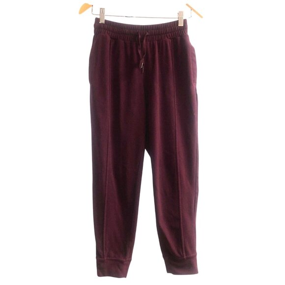 MONDETTA-WOMENS BURGUNDY ELASTIC WAIST TAPPER LEG SWEATPANTS SIZE SMALL - Picture 1 of 5